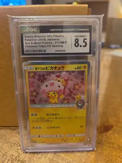 2018 POKEMON JPN SM PROMO #211 CHERRY BLOSSOM AFRO PIKACHU Cgc 8.5 - Image 1