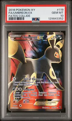 2016 POKEMON XY FATES COLLIDE #119 FULL ART/UMBREON EX PSA 10 - Image 1