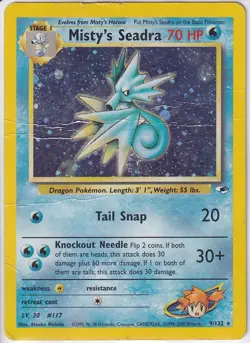Pokemon TCG Misty's Seadra 9/132 Gym Heroes Holo Rare Unlimited - Image 1
