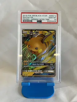 2019 Pokemon SM Hidden Fates Tin Raichu GX SM213 Black Star PSA 10 - Image 1