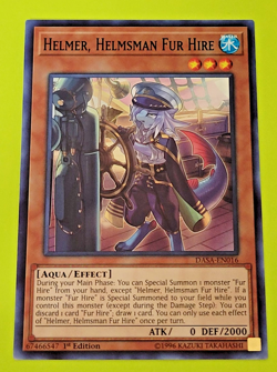 Yu-Gi-Oh Helmer, Helmsman Fur Hire Super Rare 1st Edition DASA-EN016 Nm - Image 1