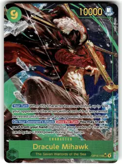 One Piece OP14 Azure Sea's Seven Dracule Mihawk 119 SEC Alt Art NM Fresh Pull - Image 1