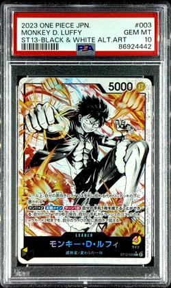 PSA 10 One Piece Monkey D. Luffy ST13-003 Black & White Alternate Art Japanese - Image 1