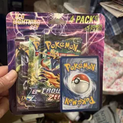 Pokemon TCG Lightning Set 4 Packs + 1 Bonus Card! Brand New/Sealed! Auction 57 - Image 1
