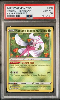 2022 Pokemon Radiant Tsareena #016 Silver Tempest PSA 10 GEM MINT Graded Card - Image 1