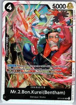 Mr.2.Bon.Kurei Bentham OP14-091 SR English Azure Sea's Seven - One Piece Card NM - Image 1