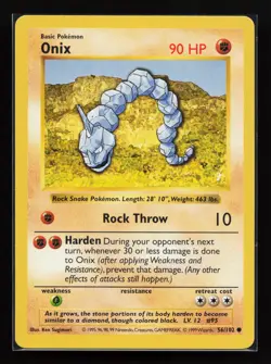 Onix 56/102 Common Base Set (Shadowless) Pokemon Card - Image 1
