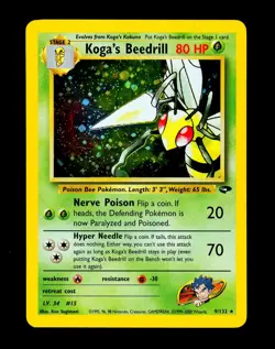 2000 Pokemon KOGAS BEEDRILL Gym Challenge HOLO RARE Unlimited Edition Card 9/132 - Image 2
