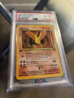 1999 Pokemon Moltres 1st Edition Holo Fossil 12/62 PSA 8 - Image 3