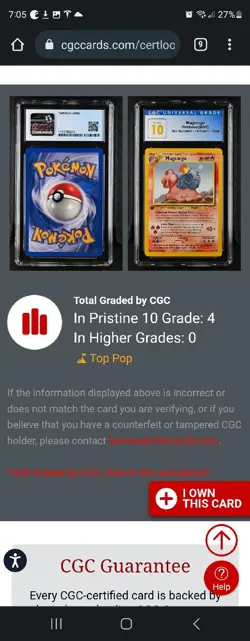(POP 4) CGC 10 PRISTINE Pokemon 2001 Neo Revelation 1st Edition 33/64 Magcargo - Image 4