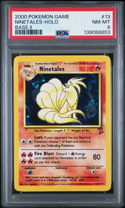 2000 Pokemon Game Base II Ninetales #13 Base II PSA 8 - Image 1