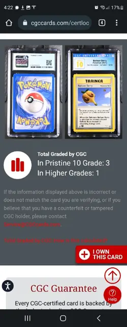 (POP 6) CGC 10 PRISTINE Pokemon Neo Revelation 1st Edition Balloon Berry 60/64 - Image 4