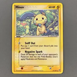 Minun 41/107 EX Deoxys Regular Uncommon Pokemon Card 2005 English DAMAGED - Image 1