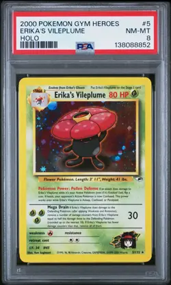 2000 POKEMON GYM HEROES HOLO #5 ERIKA'S VILEPLUME PSA 8 - Image 1