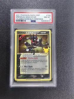 Pokemon Swsh Celebrations ETB BSP Promo 144 Greninja Gold Star Psa 8 NM Mint - Image 1