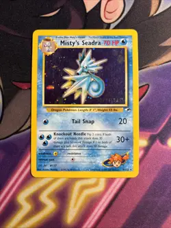 Misty’s Seadra 9/132 Holo Rare Prerelease Pokemon TCG Gym Heroes WOTC LP - Image 1
