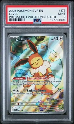 EEVEE PSA 9 - 2025 POKEMON PRISMATIC EVOLUTIONS POKEMON CENTER ETB PROMO #173 - Image 1