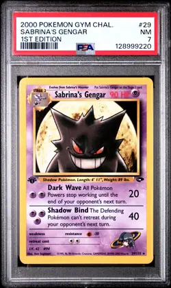 PSA 7 Sabrina's Gengar 1st Edition 29/132 Gym Challenge 2000 Pokemon - Image 1