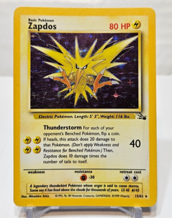 Zapdos 15/62 Holo Rare Unlimited Fossil Pokemon 692 - Image 1