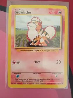 Growlithe Base Set 28/102 Vintage Pokemon Card - Image 1