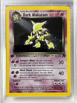 Pokemon PSA 8 Graded HOLO 1st Edition Dark Alakazam 1/82 Team Rocket WOTC - Image 4