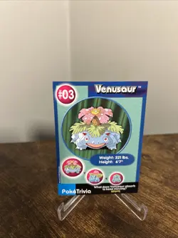 Venusaur #03 Burger King Exclusive Mewtwo Strikes Back PokeTrivia 1999 Pokemon - Image 1