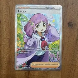 Pokemon TCG Stellar Crown Lacey Trainer Full Art Ultra Rare Holo Card 166/142 NM - Image 1