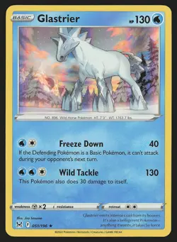 SWSH11: Lost Origin Glastrier #051/196 Holo Rare Pokemon Card - Image 1
