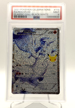 Reshiram Full Art Black & White #113 Mint PSA 9 Card 2021 Pokemon Celebrations - Image 1