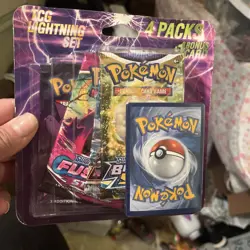 Pokemon TCG Lightning Set 4 Packs + 1 Bonus Card! Brand New/Sealed! Auction 58 - Image 1