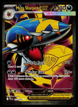 Pokemon Card Mega Sharpedo ex 113/094 ME02: Phantasmal Flames - Image 1