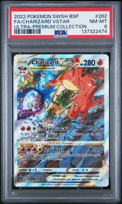 2022 POKEMON SWSH BLACK STAR PROMO #262 FULL ART CHARIZARD VSTAR MINT PSA 8 - Image 1