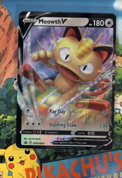 Pokemon TCG Meowth V SWSH004 SWSH Black Star Promo Holo NM/M - Image 1