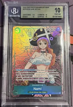 2023 One Piece Paramount War Nami OP02-036 Alt Art BGS 10 Pristine - Image 1