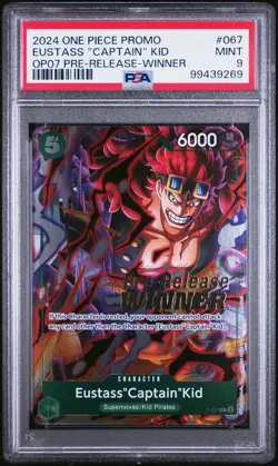 PSA 9 Eustace Captain Kid P-067 OP07 Pre-Release Winner 2024 Promo One Piece - Image 1