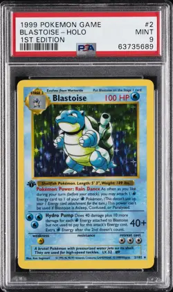 1999 POKEMON GAME 1ST ED #2 BLASTOISE-HOLO PSA 9 - Image 1