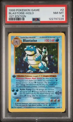 1999 POKEMON BASE SET 1ST EDITION #2 BLASTOISE-HOLO PSA 8 - Image 1
