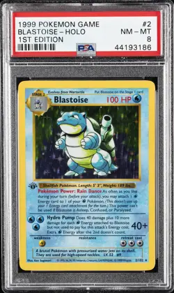 1999 POKEMON GAME 1ST ED #2 BLASTOISE-HOLO PSA 8 - Image 1