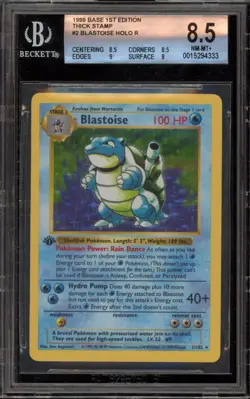Pokemon Blastoise Base Set Shadowless 1st Edition Holo Rare #2 BGS 8.5 - Image 1