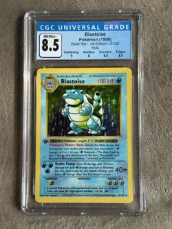 Pokemon 1999 Blastoise Base Set Shadowless 1st Edition 2/102 CGC 8.5 - Image 1