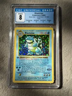 Pokemon 1999 Blastoise Base Set Shadowless 1st Edition 2/102 CGC 8 - Image 1