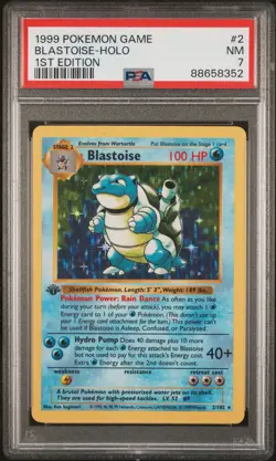 1999 POKEMON GAME BLASTOISE HOLO #2 1ST EDITION PSA 7 - Image 1