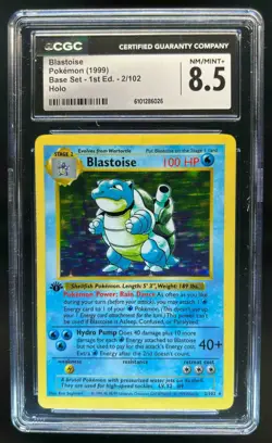 1999 Pokemon Set 1st Edition Blastoise Holo #2/102 CGC 8.5 - Image 1