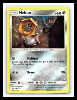 💥 Meltan SM177 Sun & Moon Cosmo Holo Ultra Rare Black Star Promo Pokemon Card - Image 1