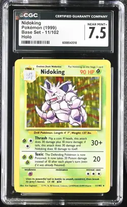 CGC 7.5 Nidoking 1999 Base Set 11/102 Holo Pokemon Card - Image 1