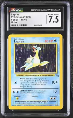 CGC 7.5 Lapras 1999 Fossil 10/62 Holo Pokemon Card - Image 1