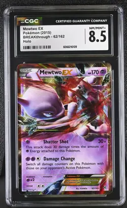 CGC 8.5 Mewtwo EX 2015 BREAKthrough 62/162 Holo Pokemon Card - Image 1