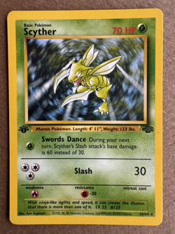 Scyther 26/64 Jungle 1st Edition Non-Holo Rare Pokemon Card LP+ - Image 1