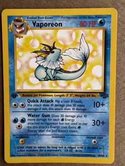 Vaporeon 28/64 Jungle 1st Edition Non-Holo Rare Pokemon Card NM - Image 1