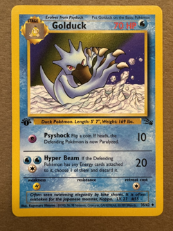 Golduck 35/62 Fossil 1st Edition Non-Holo Uncommon Pokemon Card NM - Image 1